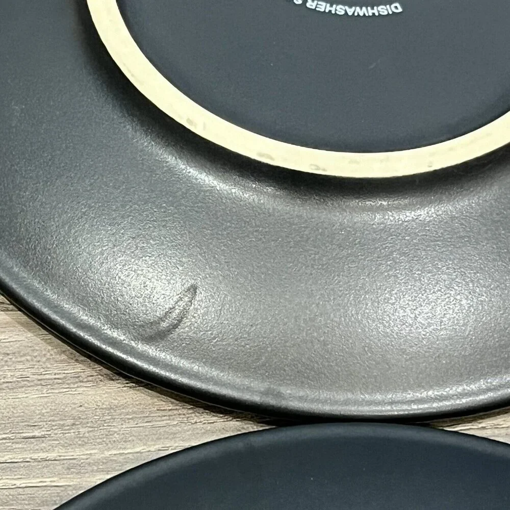 Set Of 4 Williams-Sonoma Black Vineyard Slate Appetizer Plates Wine Themed